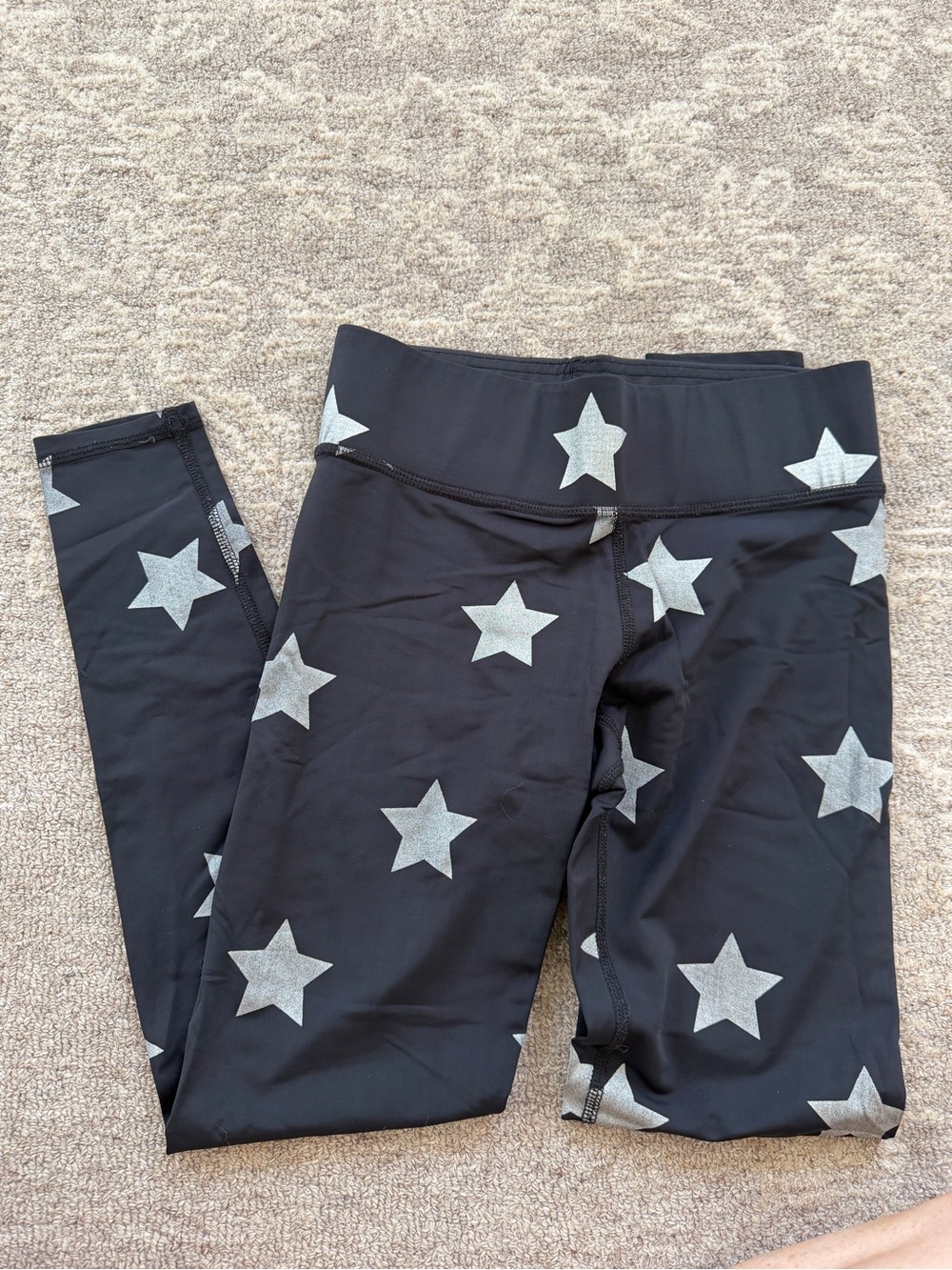 Terez Black Leggings with Silver Star Print